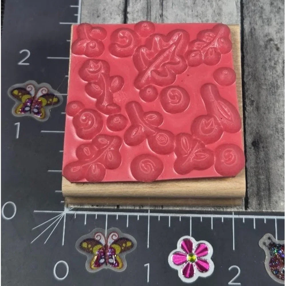 CTMH Flowers Plants Background Leaves Rubber Stamp Wood #R3